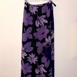 Floral Purple and Black Wrap Skirt